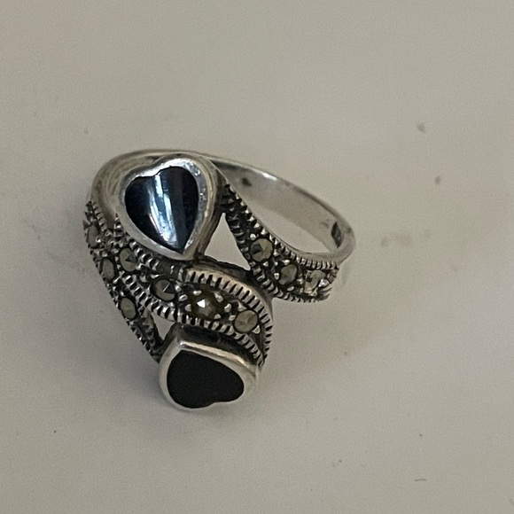 Sterling silver 925 2 hearts ring - Picture 10 of 13